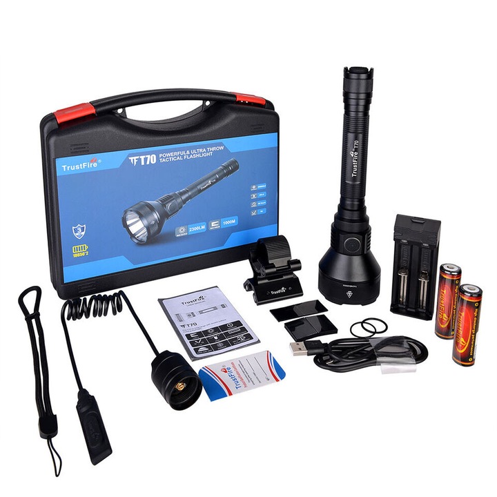 Комплект ловно фенерче TrustFire T70, 2300 обхват 1000 м, акумулаторно