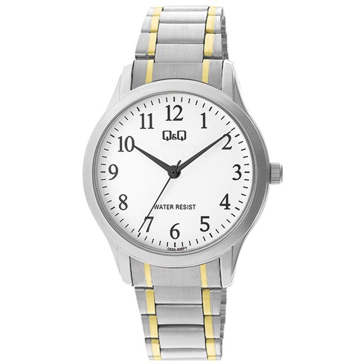 Q&Q C02A-005PY ezüst és arany analóg férfi karóra