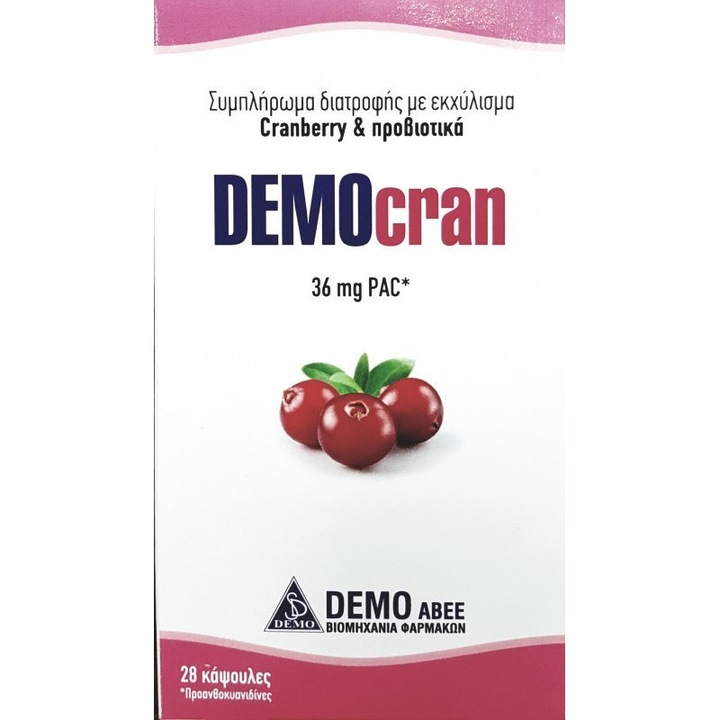 Supliment alimentar DEMO Democran, Cranberry, Probiotice, 28 capsule