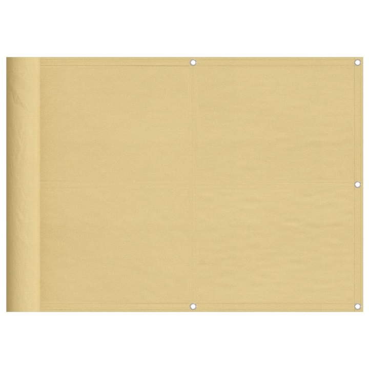 Paravan de balcon vidaXL, nisipiu, 75x800 cm, 100% poliester oxford, 1.27 kg