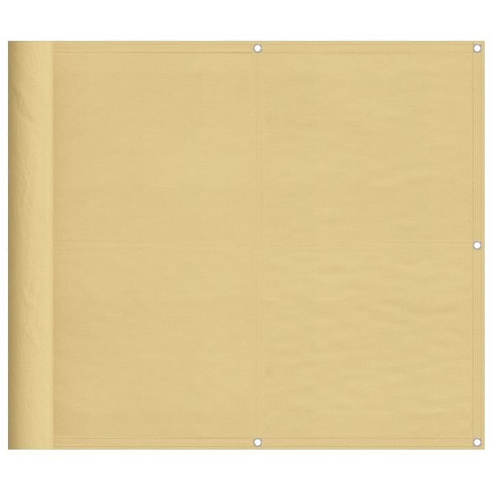 Paravan de balcon vidaXL, nisipiu, 90x800 cm, 100% poliester oxford, 1.55 kg
