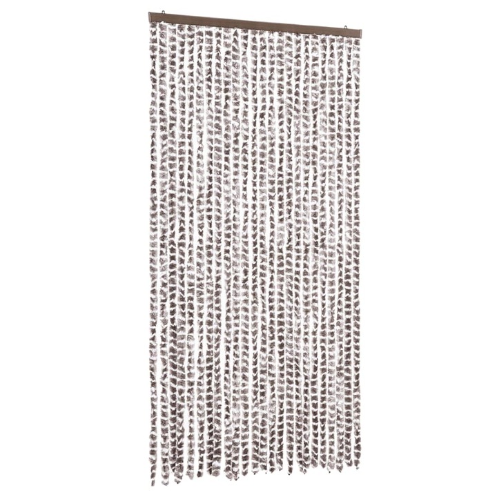 Perdea pentru insecte vidaXL, gri taupe si alb, 100 x 220 cm, chenille