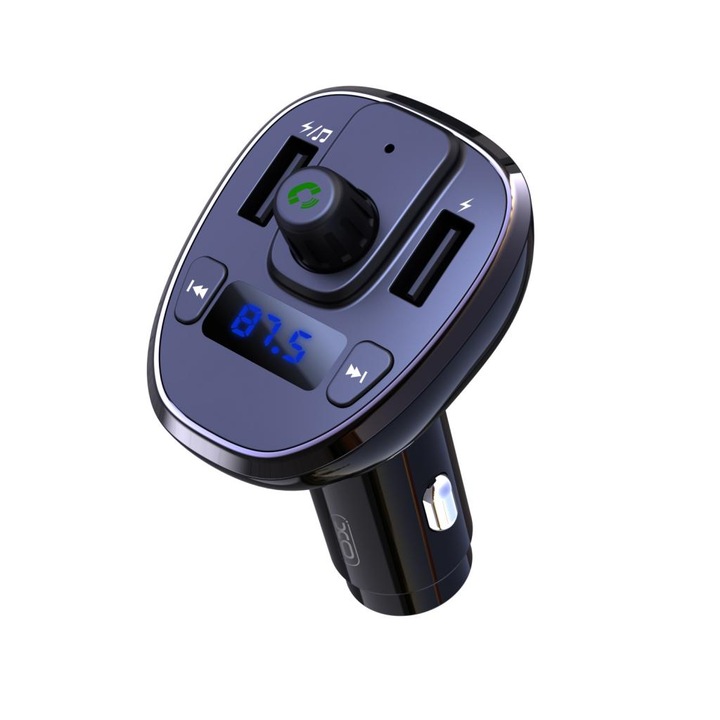 Incarcator auto 12V XO MP3 Wireless 18W, QC, 3A, 2xUSB-A, BCC05, negru