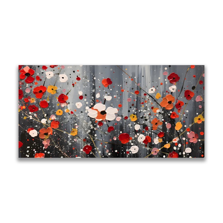 Картина на платно, LuxCanva® A1629, Минимални цветя, 60 X 120 CM, 100% памучно платно 400g/m2, Дървена рамка, Всекидневна, Цветя, Природа, Декоративна, Спалня, Живи цветове