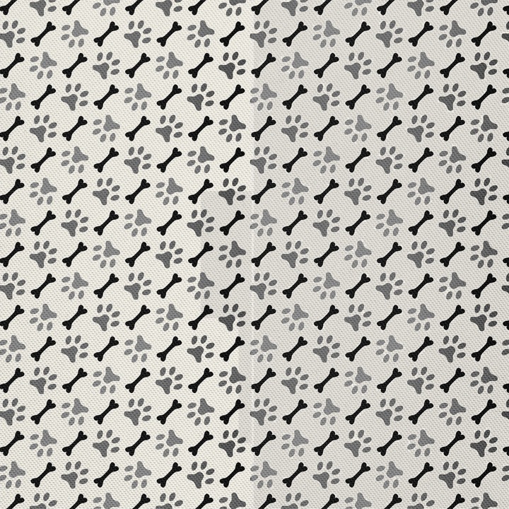 Textil anyag, Kutya mancsok, Fehér Szürke, Poliészter 100%, 210g/pm, Méret: 100cm x 155cm