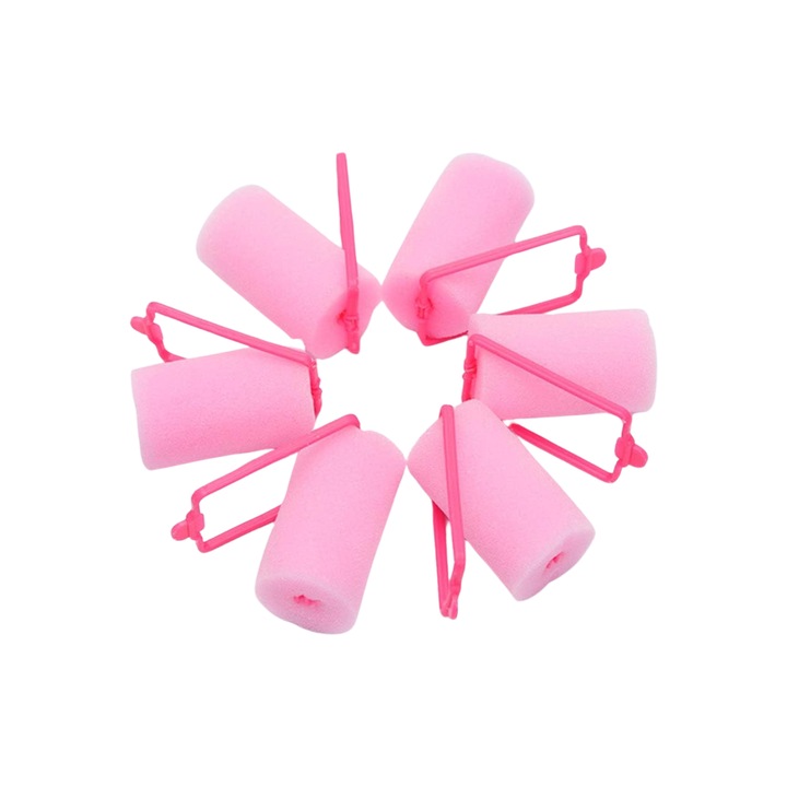 6 db-os hajcsavaró készlet, Edibazzar, Szivacs, 36 mm, Pink