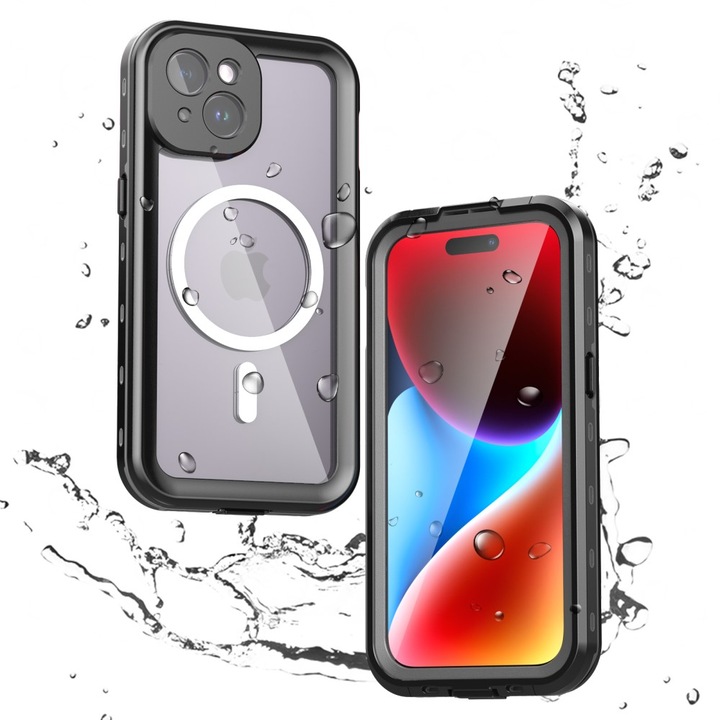 Husa pentru iPhone 15 - ShellBox водоустойчив IP68 MagSafe калъф - черен