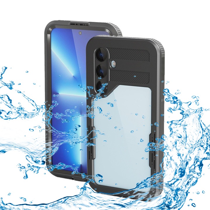 UIQ водоустойчив защитен калъф за телефон, IP68, удароустойчив, съвместим със Samsung Galaxy S24, черен