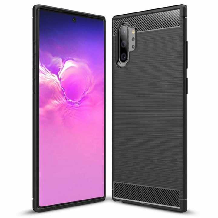 Калъф за Samsung Galaxy Note 10 Plus 4G/Note 10 Plus 5G, Techsuit Carbon силикон, черен