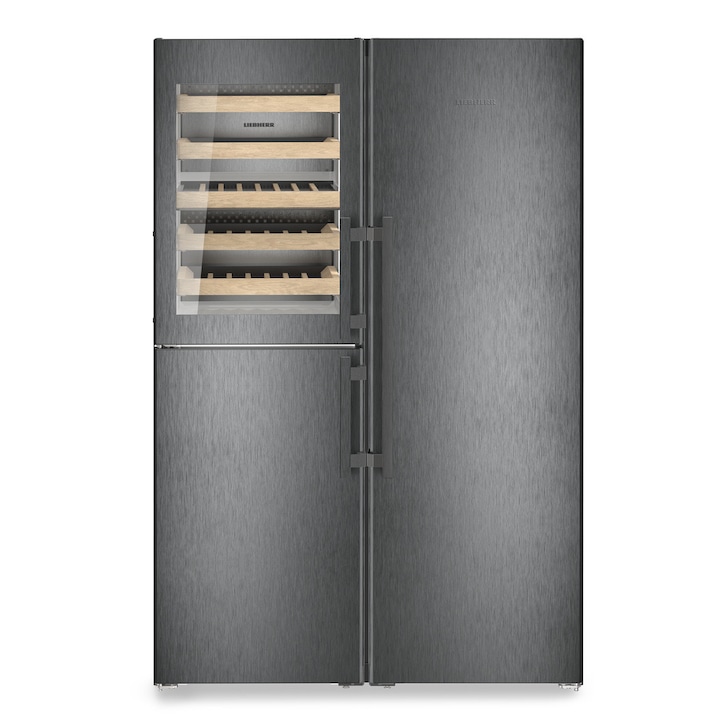 Двукрилен хладилник Side by side XRCbs 5295 Peak, NoFrost, BioFresh, Обем 689 л, Клас D, Височина 185.5 cм, BlackSteel, Inox
