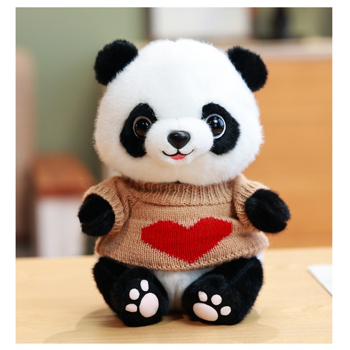 Плюшена играчка Панда, 25х14 см, кафява