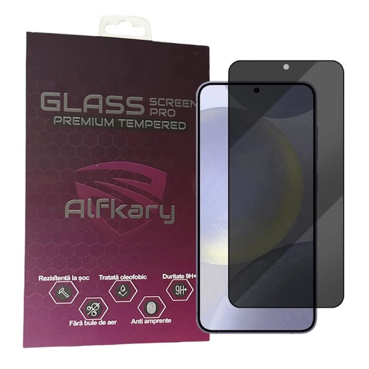 Folie protectie Privacy sticla securizata compatibila Samsung Galaxy S24 Plus, Acopera tot ecranul, Full Glue