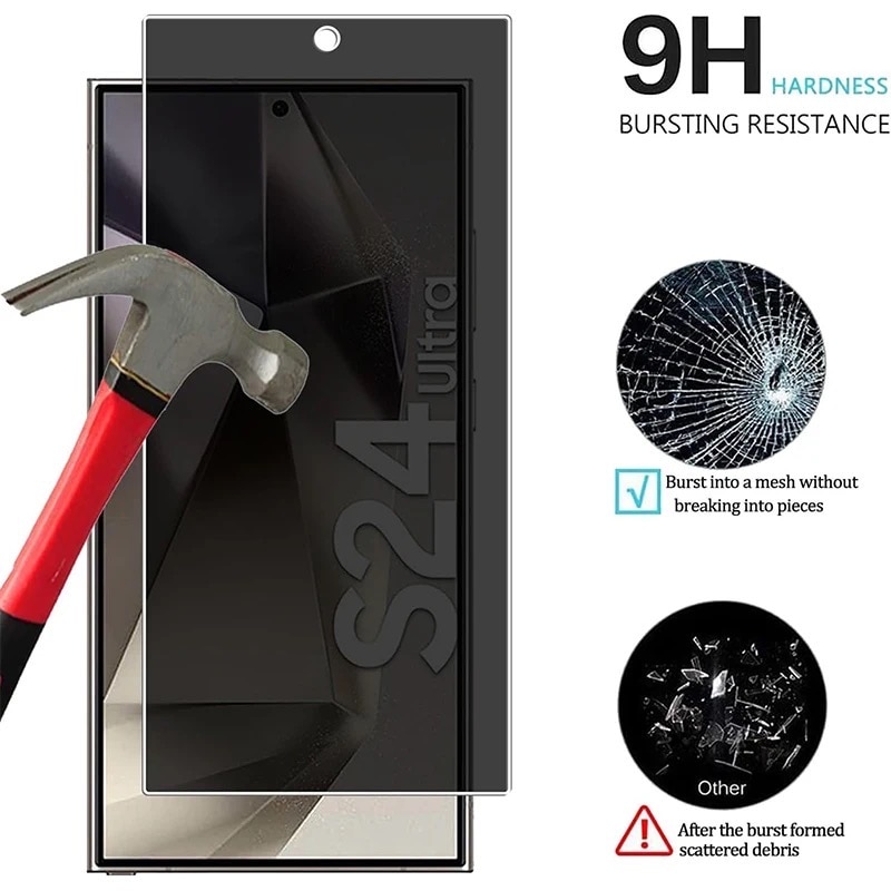 Folie protectie Privacy sticla securizata compatibila Samsung Galaxy S24 ULTRA, Acopera tot ecranul, Full Glue