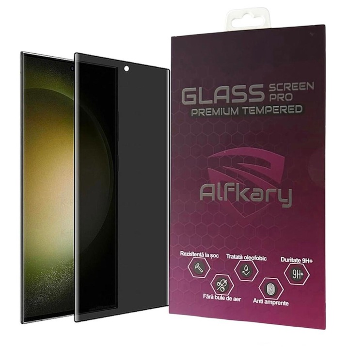 Folie protectie Privacy sticla securizata compatibila Samsung Galaxy S24 ULTRA, Acopera tot ecranul, Full Glue