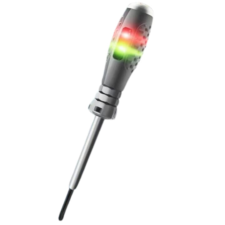 Detector de tensiune fara contact 12V-230V, faza, nul, impamantare si continuitate cu contact, avertizare luminoasa distinta, surubelnita PH1