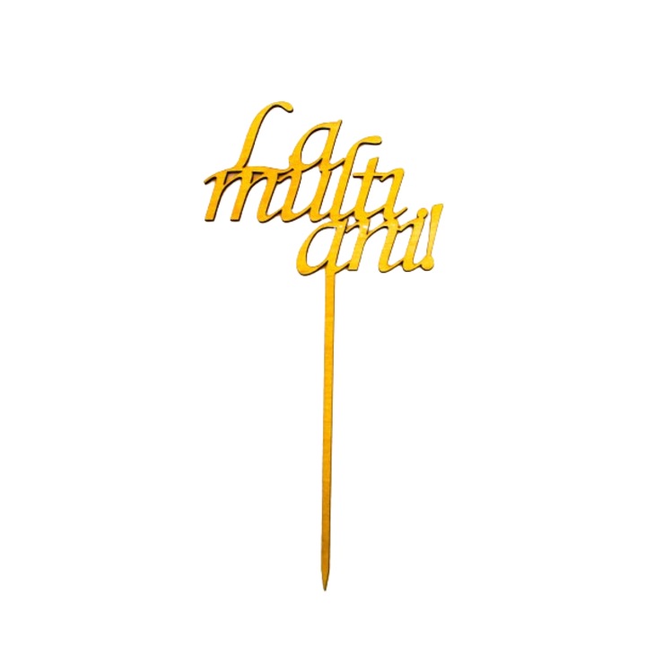 Topper La multi ani!- personalizat, din lemn, 24cmx12cm, set de 5 buc