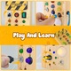 Jucarie educativa pentru copii, EXCITAT, cu 8 intrerupatoare de lumina LED, Tableta din Lemn cu Circuit Luminos, 9 elemente senzoriale,, jucarii educative pentru copii de 3,4,5,6,7 ani, Galben