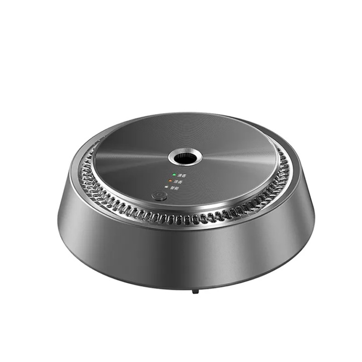 Дифузер за ароматерапия за автомобил Latauar Premium, материал от авиационна сплав, 360° функция за пречистване на въздуха, антибактериален, 3 милиона / cm3 отрицателни йони, 3 скорости, открива вибрациите на автомобила чрез AI технология, 9,1×3, черен