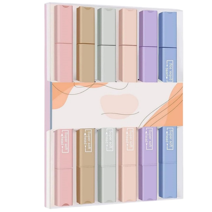 Set 6 evidentiatoare, 2 Capete, enkourakoko®, Multicolor