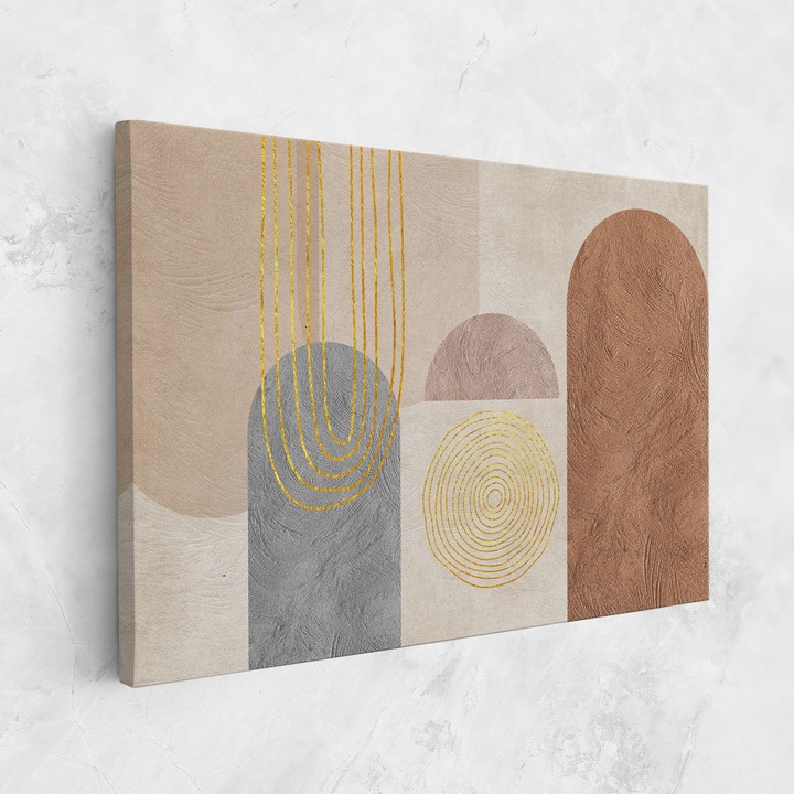 Картина на платно, ARTHUB, 50x70 cm | Спалня и Дневна, Абстрактни, Абстрактно с линии, Gray Orange Painting