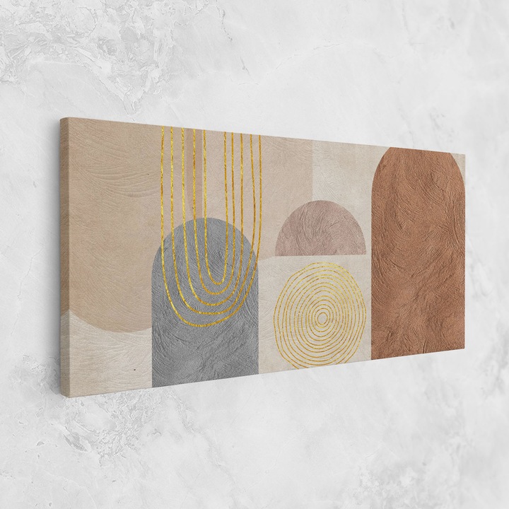 Картина на платно, ARTHUB, 60x120 cm | Спалня и Дневна, Абстрактни, Абстрактно с линии, Gray Orange Painting