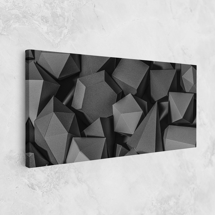 Картина на платно, ARTHUB, 60x120 cm | Спалня и Дневна, Абстрактни, Геометрични, Black Geometric Shapes