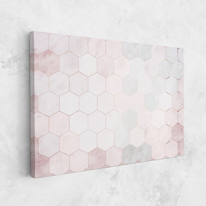 Картина на платно, ARTHUB, 30x40 cm | Спалня и Дневна, Абстрактни, Геометрични, Hexagon Pink