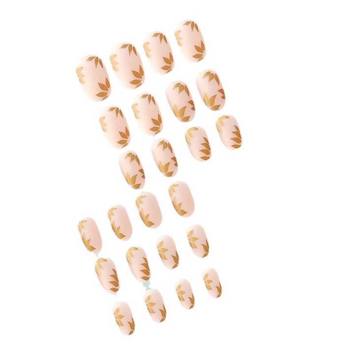 Set unghii false, stil retro european, forma migdala, auriu