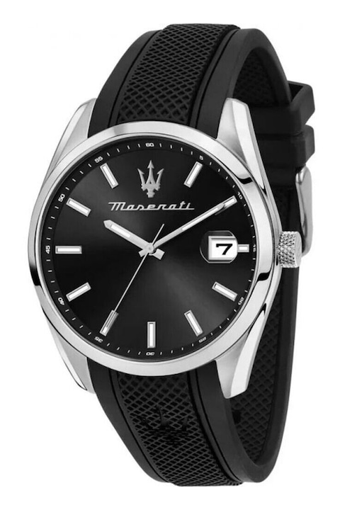 Maserati, Часовник със силиконова каишка, Сребрист, Черен