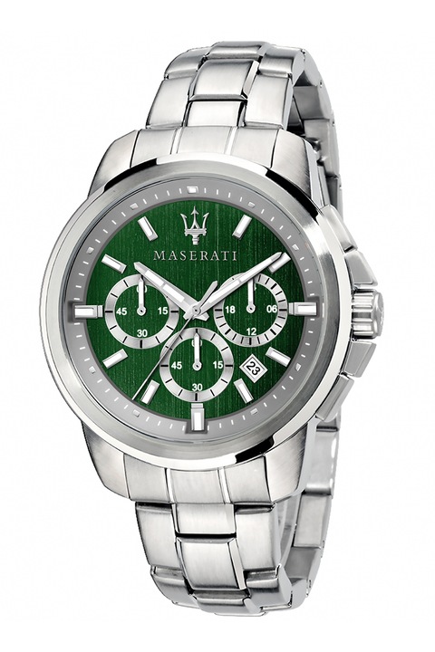 Maserati, Овален часовник от неръждаема стомана с хронограф, Сребрист