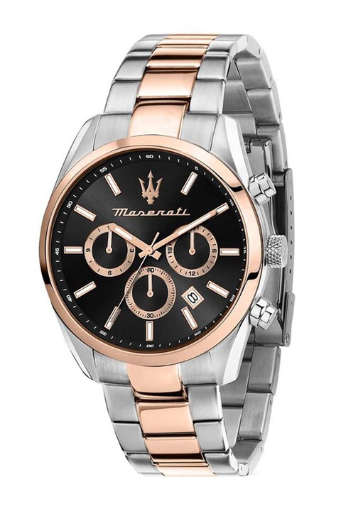 Maserati, Ceas analog cronograf de otel inoxidabil Attrazione, Auriu rose, Argintiu