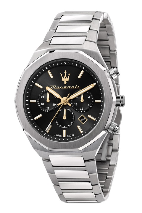 Maserati, Часовник с хронограф и верижка от неръждаема стомана, Сребърен