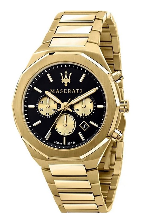 Maserati, Часовник с хронограф и верижка от неръждаема стомана, Златист