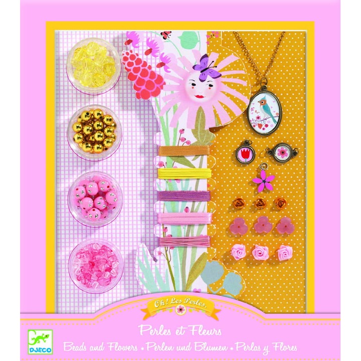 Djeco Комплект за изработка PERLY I KWIATY, 8-13 години, многоцветен, 21x23x2.5cm