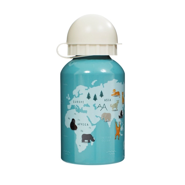 Bidon pentru apa Sass & Belle, Aluminiu, Albastru, 300 ml