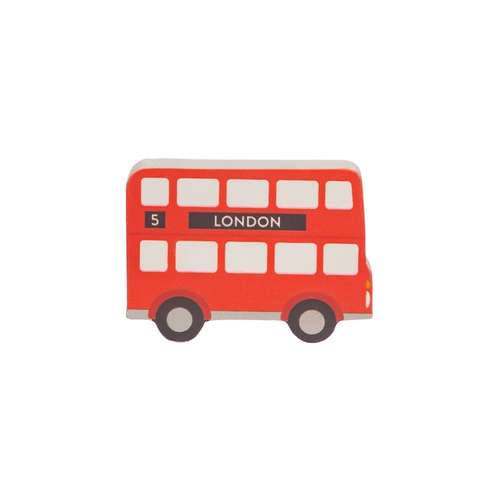 Buton mobila pentru copii Sass & Belle, autobus rosu, 6x4.3x1.2cm