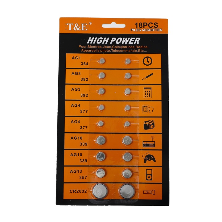 T&E gombelem készlet, alkáli, vegyes