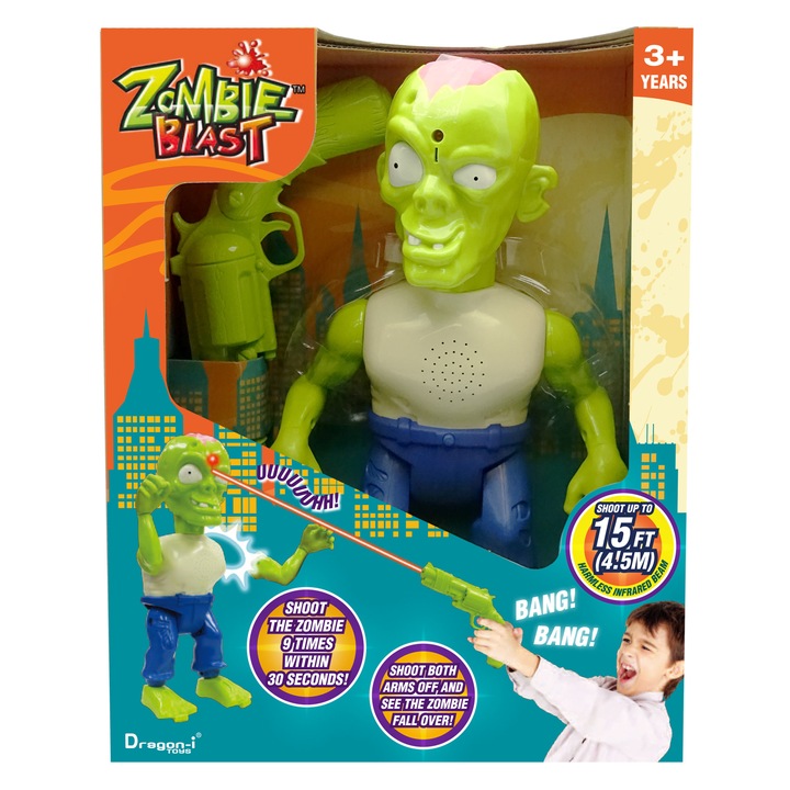 Jucarie interactiva Dragon-i Toys Zombie Blast, dezvolta precizie si reflexe, multicolor