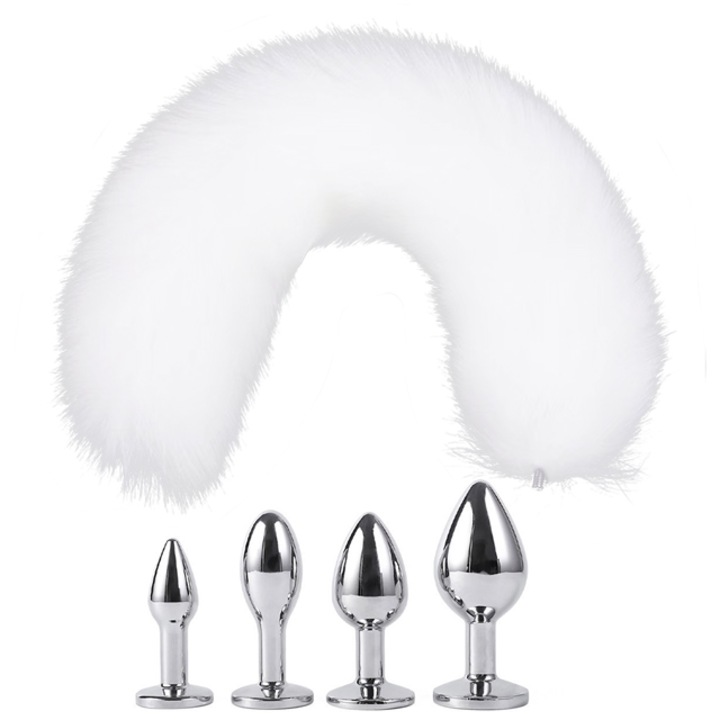 Anális játék készlet, Notekisskai, fém, 18 hüvelykes, 4db-os készlet, ezüst