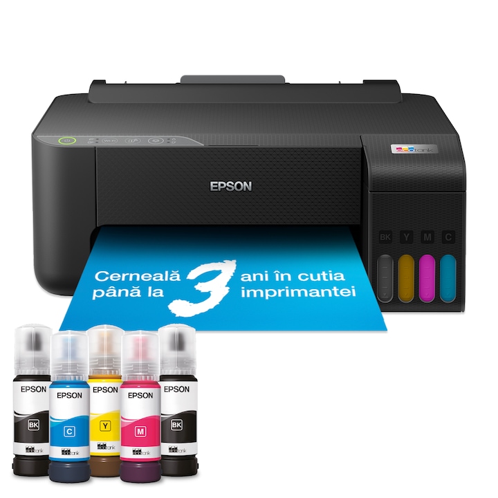 Многофункционален цветен мастиленоструен принтер CISS Epson EcoTank L1270, A4, USB, Wireless