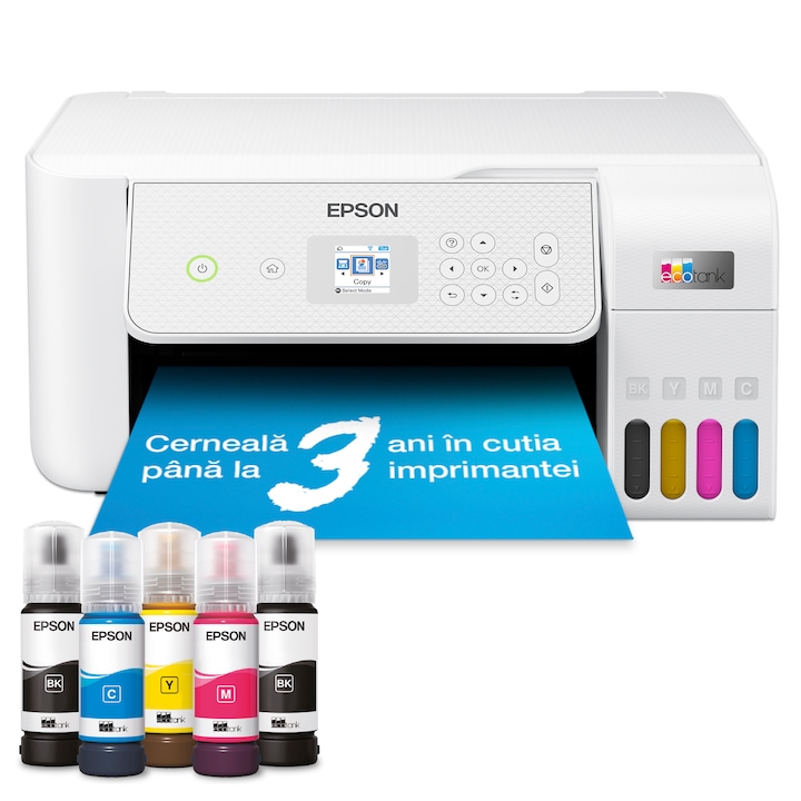 Мултифункционален принтер CISS Epson EcoTank L3286, A4, Color, 10 ppm, USB, Wireless, Бял