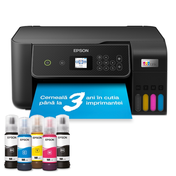 Multifunctional inkjet color CISS Epson EcoTank L3280, A4, Color, 10 ppm, USB, Wireless Negru