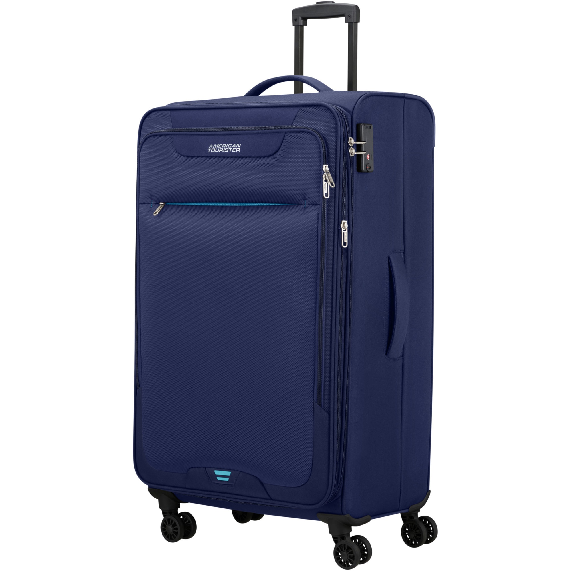 Troler American Tourister Street Roll 80 cm, expandabil, spinner, TSA,  material textil, albastru