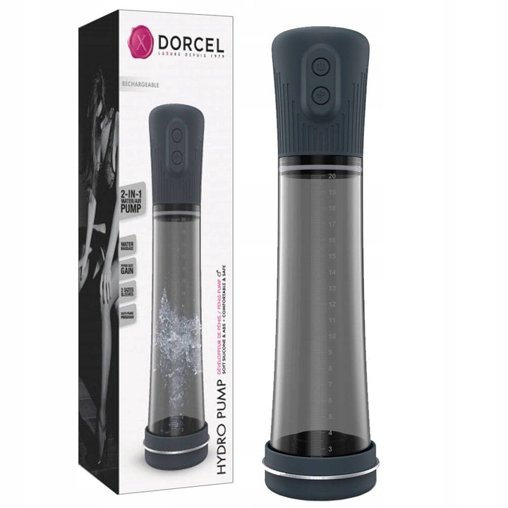 Секс помпа Marc Dorcel Hydro Pump, Автоматична, Силиконова, 29.2x7.1cм, Комплект от 3 пръстена, Черна