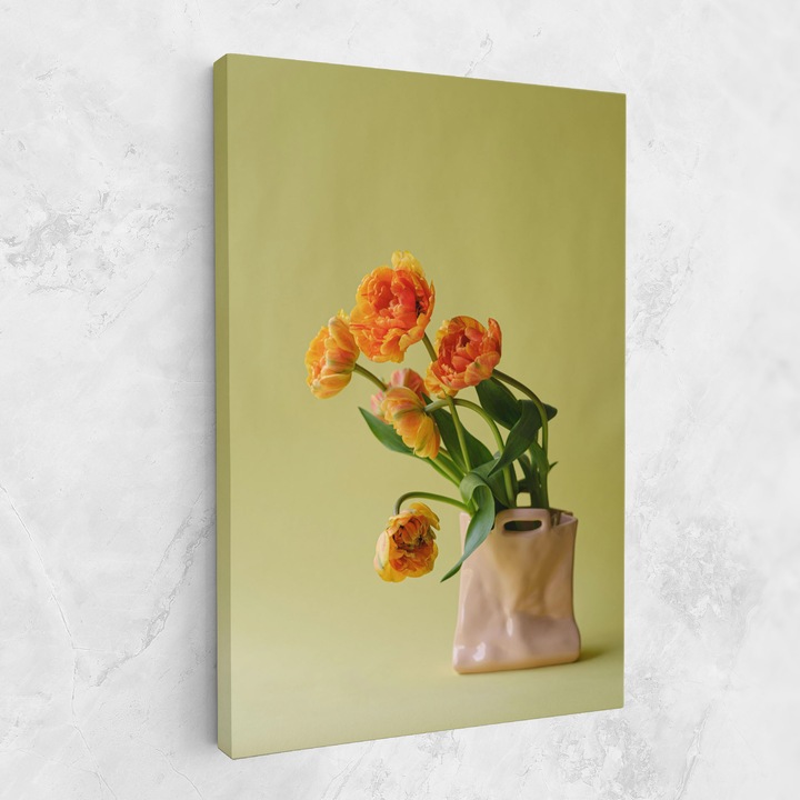 Tablou Canvas, 20x30 cm, Dormitor Si Living, Flori, Flori In Vaza, Cream Cool Vase