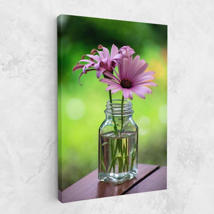 Tablou Canvas, 50x70 cm, Dormitor Si Living, Flori, Flori In Vaza, Pink Flower Vase