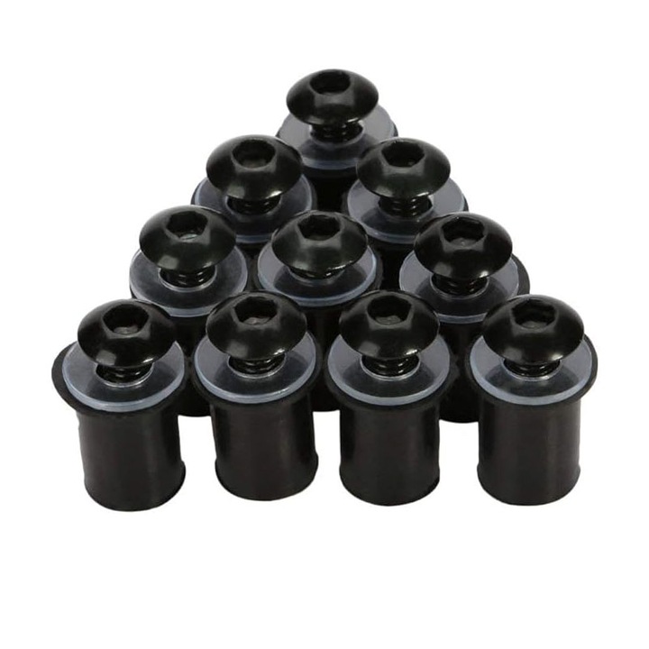 Set 10 Suruburi parbriz Rqiurpn, cauciuc rezistent, M5, negru