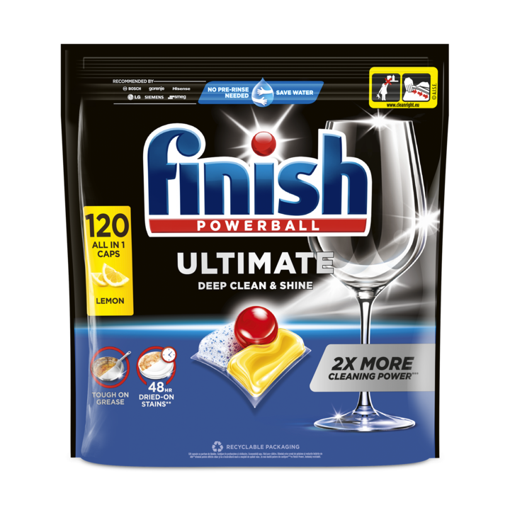Капсули за съдомиялна Finish Ultimate All in 1 лимон, 120 измивания
