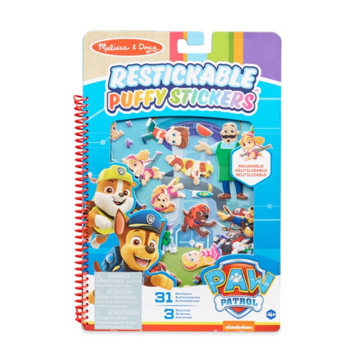 Set de stickere decorative, Melissa & Doug, Psi Patrol, 31 bucati, 3 scene, pentru copii +4 ani