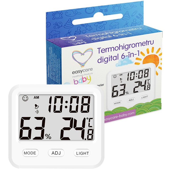 Дигитален термохигрометър 6в1, Easycare Baby